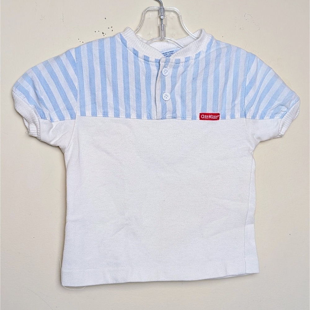 Vintage Oshkosh Baby B'Gosh Pastel Stripe Henley 90s Shirt Infant Size 24 Months